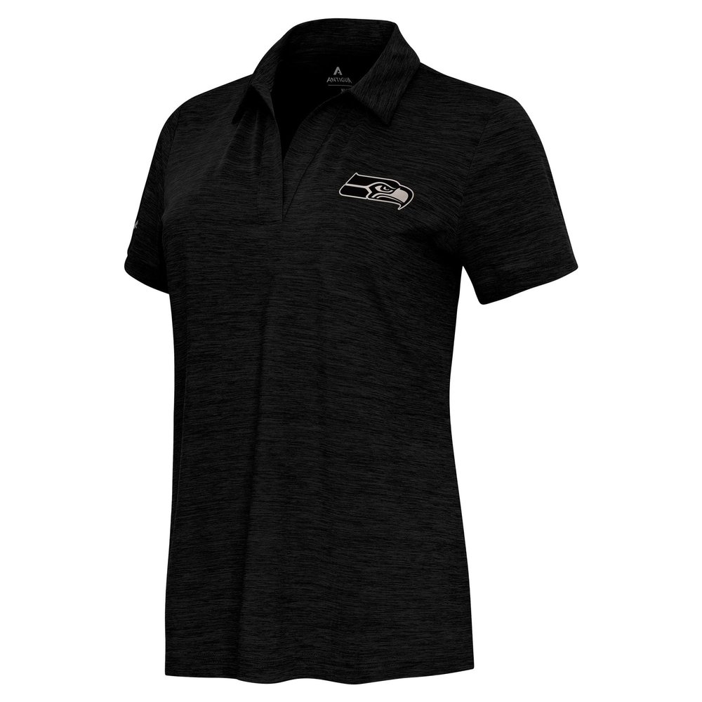 Antigua Women's Heather Black Seattle Seahawks Layout V-Neck Polo