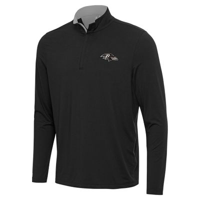 Antigua Men's Black Baltimore Ravens Content Quarter-Zip Pullover Top
