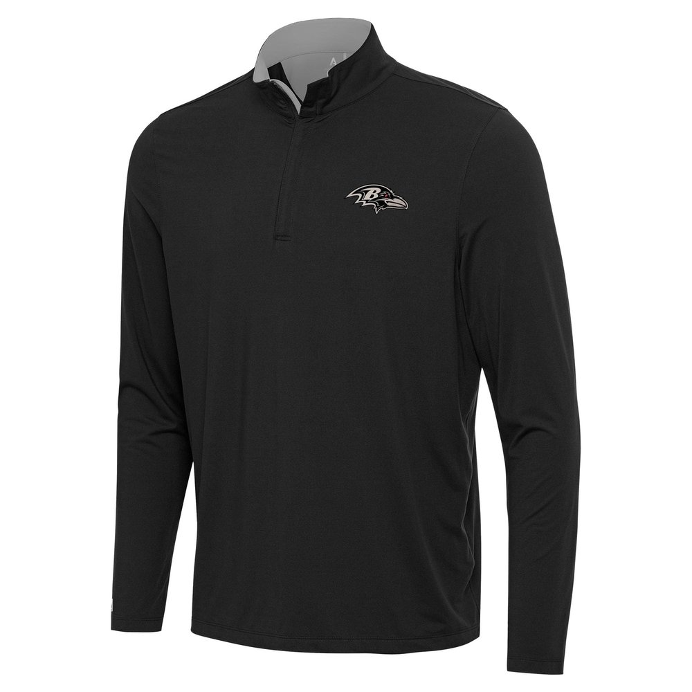Antigua Men's Black Baltimore Ravens Content Quarter-Zip Pullover Top