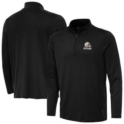 Antigua Men's Black Cleveland Browns Reprocess Quarter-Zip Top
