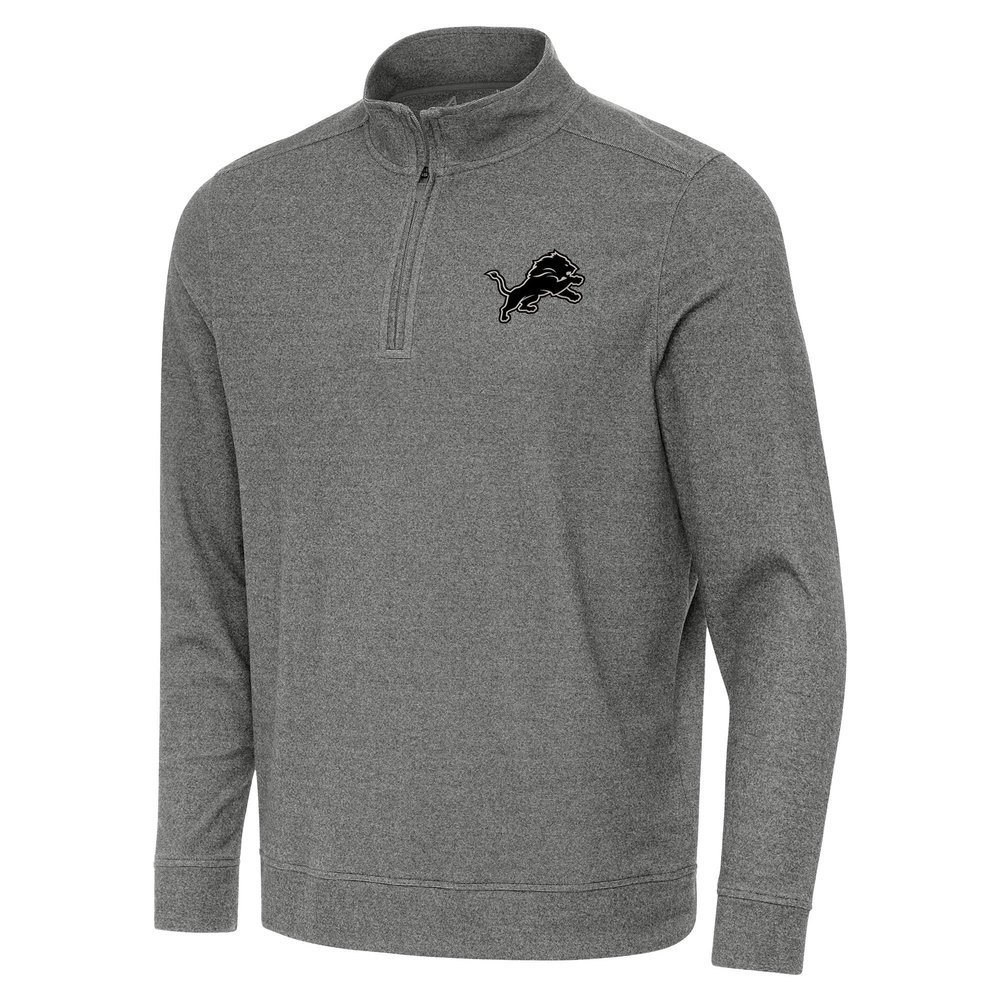 Antigua Men's Heather Black Detroit Lions Subtle Quarter-Zip Top