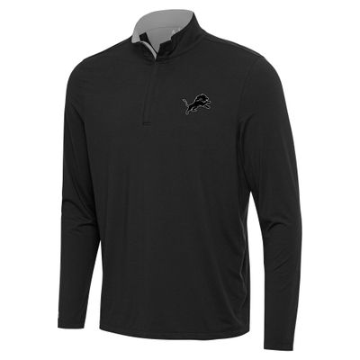 Antigua Men's Black Detroit Lions Content Quarter-Zip Pullover Top