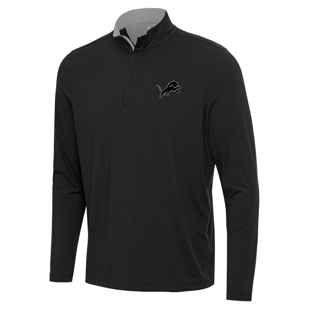 Antigua Men's Black Detroit Lions Content Quarter-Zip Pullover Top