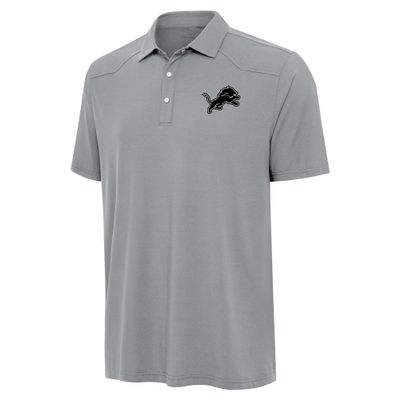 Antigua Men's Gray Detroit Lions Western Polo
