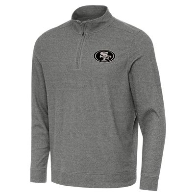 Antigua Men's Heather Black San Francisco 49ers Subtle Quarter-Zip Top