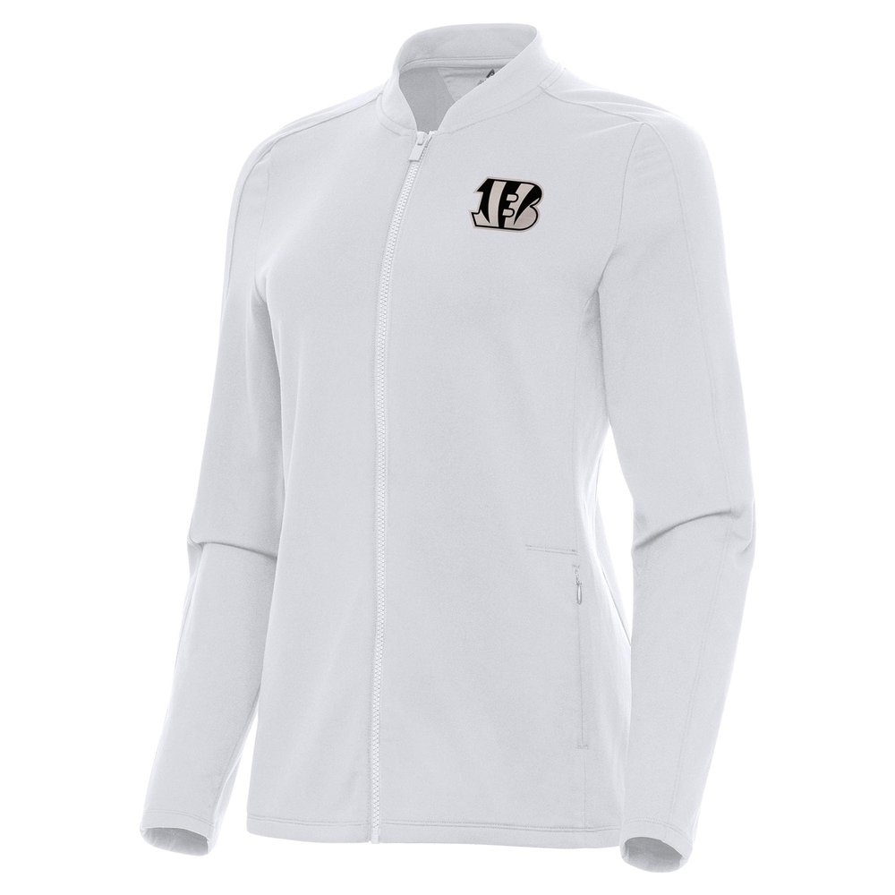 Antigua Women's White Cincinnati Bengals Continual Full-Zip Jacket