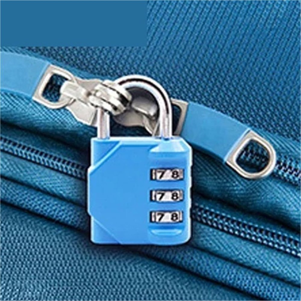 3 Code Combination Safe Locks Padlock Luggage Zipper Bag Backpack Handbag Suitcase Drawer Cabinet Lock ZS75 1Pcs(Sky Blue)