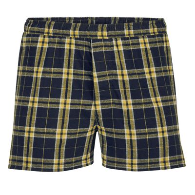 boxercraft Essential Cotton Flannel Boxer Shorts, with Fly Front Opening, S, Black/Gold