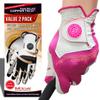 Copper Tech Ladies Golf Gloves Women Right Handed Golfer or Left Handed Golfer 2 Pack | Copper Compression Joint Support with Flexible & Comfortable Fit (White/Fuchsia, X-Large, Left) view 1