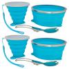 Cagelya Mess Kit for Camping Silicone Collapsible Bowl Collapsible Cup and Stainless Steel Spoon for Backpacking Outdoor Hiking Traveling and Picnic - 2 Pack