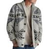 2024 Fashion Knitwear for Men's Sweater Coat Retro Lapel Button Plus Size Cable Knited Cardigan Henley Sweater Gray view 1