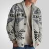 2024 Fashion Knitwear for Men's Sweater Coat Retro Lapel Button Plus Size Cable Knited Cardigan Henley Sweater Gray view 2
