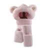 Kids Winter Hat Scarf Set, Unisex Kids Toddler Children Hat with Neck Warmer Winter Warm Accessory Mini Bear-Pink view 1