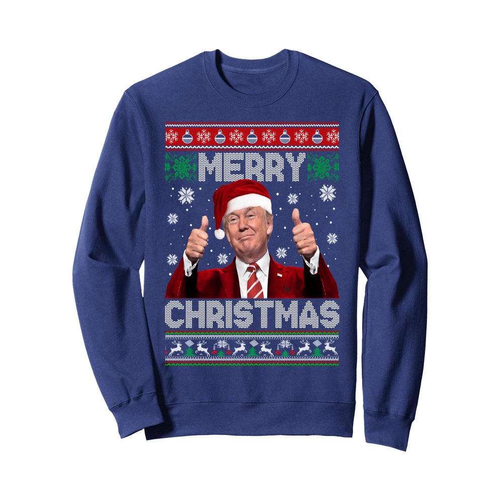 Merry Christmas Donald Trump Santa Family Xmas Ugly Sweater Sweatshirt
