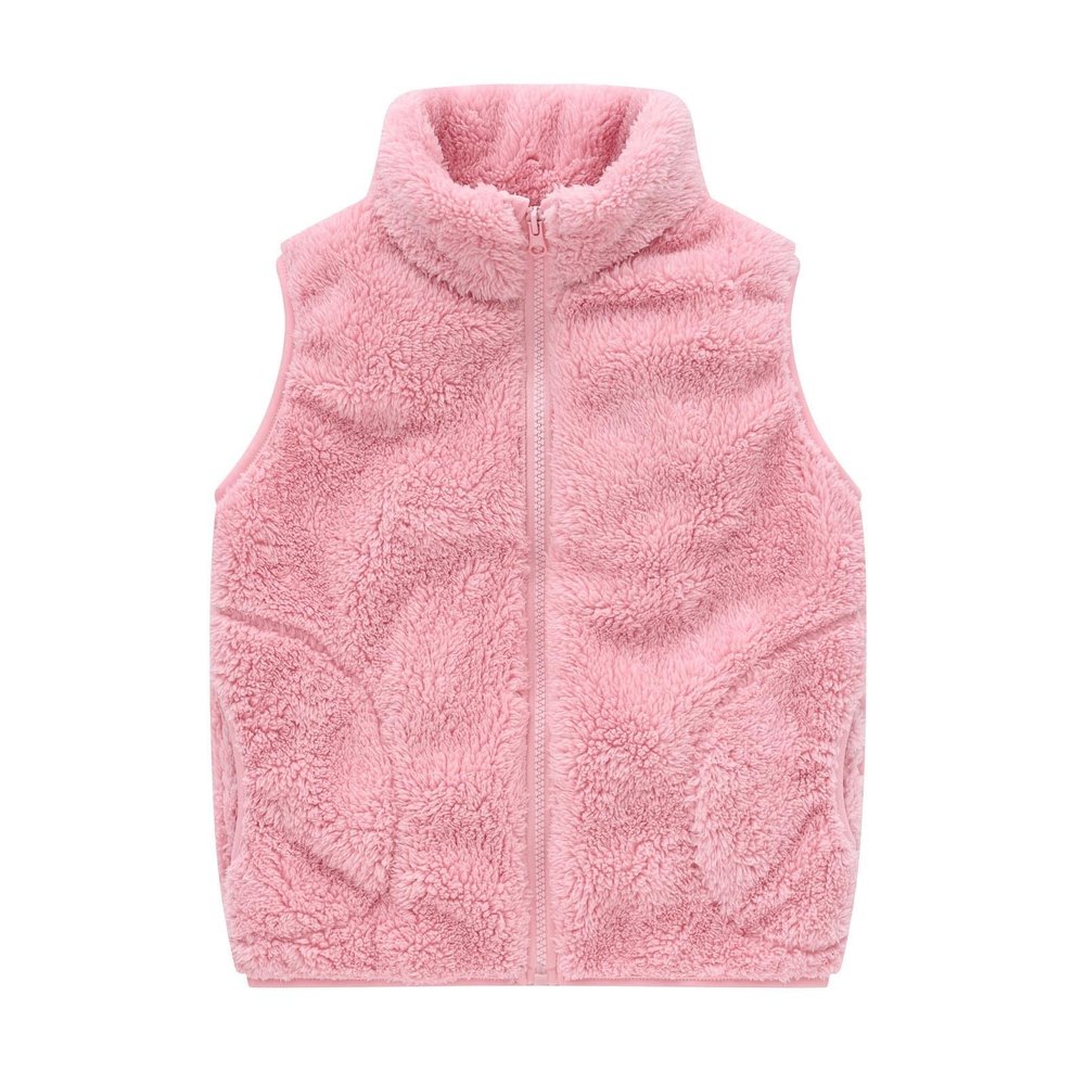 Boys Girls Solid Color Full-Zip Fleece Vest Jacket Sleeveless Lapel Outwear Kids Toddler Autumn Boys (Pink, 4-5 Years)