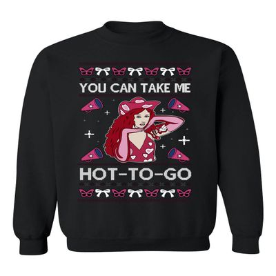 ALLNTRENDS Hot to Go Viral Song Christmas Sweater Funny Midwest Princess Pop Star Ugly Christmas Sweatshirt (S, Black)