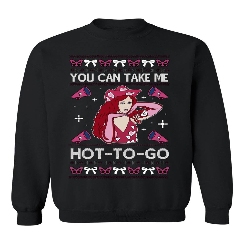 ALLNTRENDS Hot to Go Viral Song Christmas Sweater Funny Midwest Princess Pop Star Ugly Christmas Sweatshirt (S, Black)