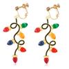 Christmas Clip on Earrings for Women Non Pierced Tree Cute Colorful Rhinestone Light Bulb Snowflake Bow Heart Dangling New Year Holiday Party Accessory Jewelry view 1