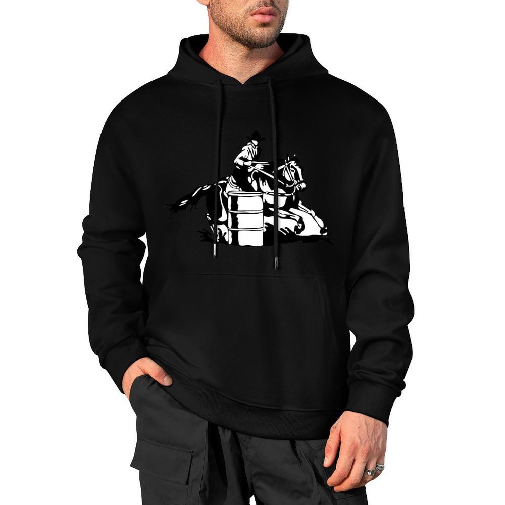 WXENAIEDK Barrel Racing Cowgirl Rodeo Horse Silhouette Cotton Hooded Sweater Casual Men And Women Hoodie Shirt