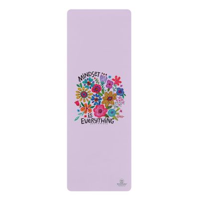 Custom Boho Eco Yoga Mat Mindset Is Everything Floral Rubber Mat Non-Slip & Eco-Friendly Perfect for Home, Gym & Yoga Workout