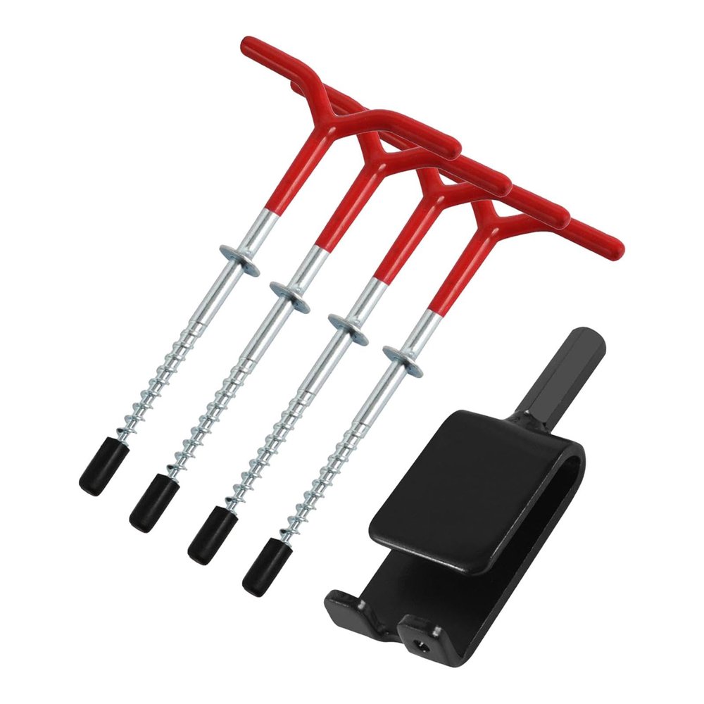 KQFCAZRE Ice Fishing Anchor Tool Kit, Ice Anchor Drill Adapter with 4 Ice Fishing Tent Stake Nails, Ice Anchor Power Drill Adapter, Ice Fishing Shelter Tent Ice Insert Sewing Accessories