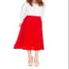 Dani's Choice Elastic Waist A-line Flared Long Skirt (S, Red) view 3