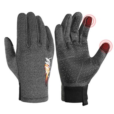 HANDLANDY Lightweight Running Gloves for Men & Women, Thermal Warm & Touchscreen Gloves with Fleece Lining & Anti-Slip Grip for Commuting, Cycling, Jogging and Use as a Ski Liner (Grey, X,Large)