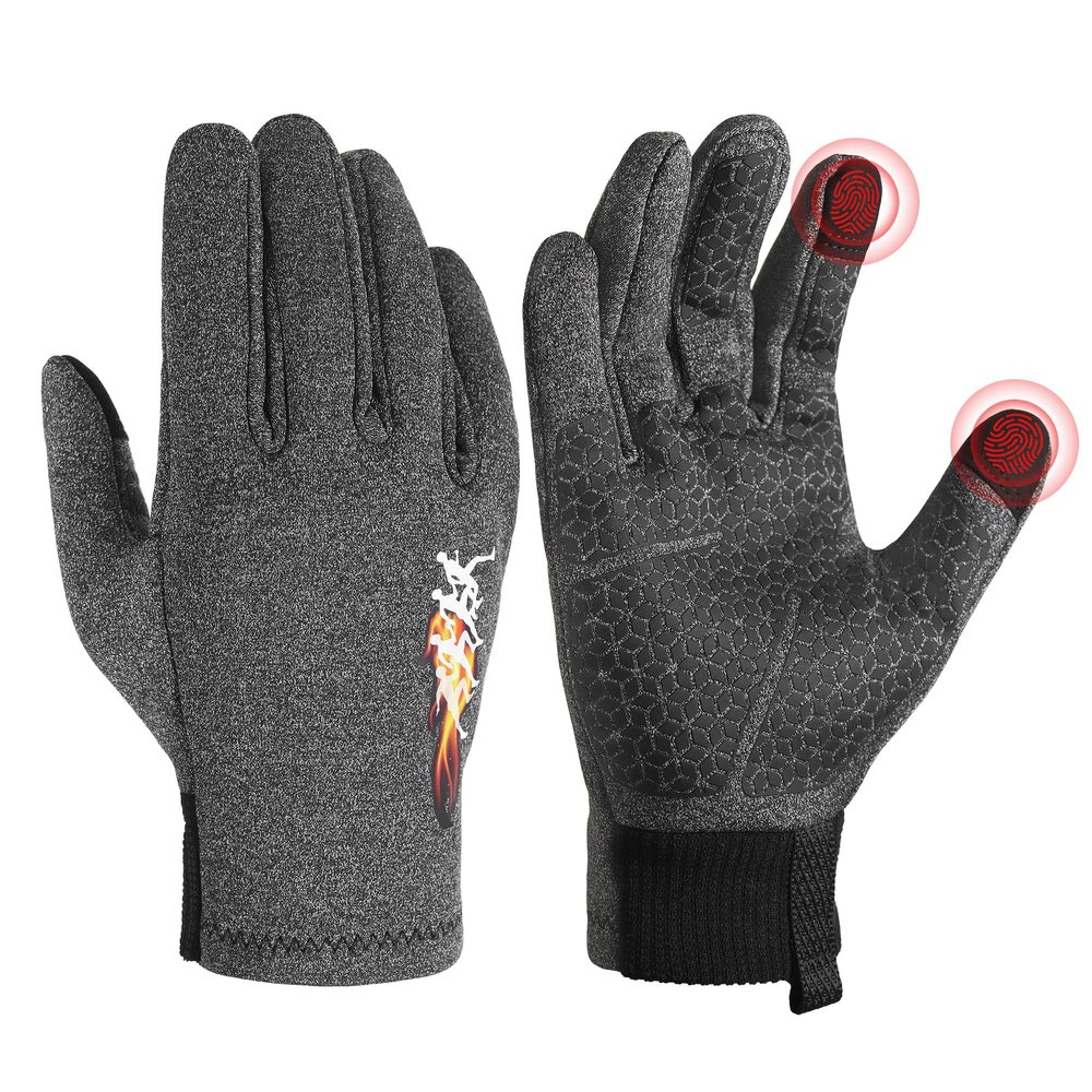 HANDLANDY Lightweight Running Gloves for Men & Women, Thermal Warm & Touchscreen Gloves with Fleece Lining & Anti-Slip Grip for Commuting, Cycling, Jogging and Use as a Ski Liner (Grey, X,Large)