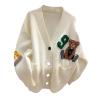 Dsgzkk Sweaters,Womens Knitted Cardigans Cartoon Sweater Button Down V-Neck Solid Color Outerwear Tops Coat with Pocket view 1