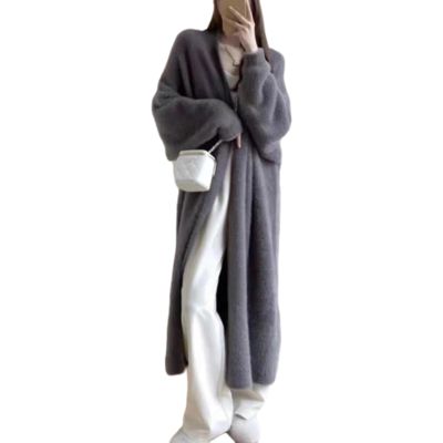 Dsgzkk Womens Sweaters,Trendy Women's Long Cardigan Long Sleeve Open Front Coat Fashionable Autumn and Winter Outerwear Gray