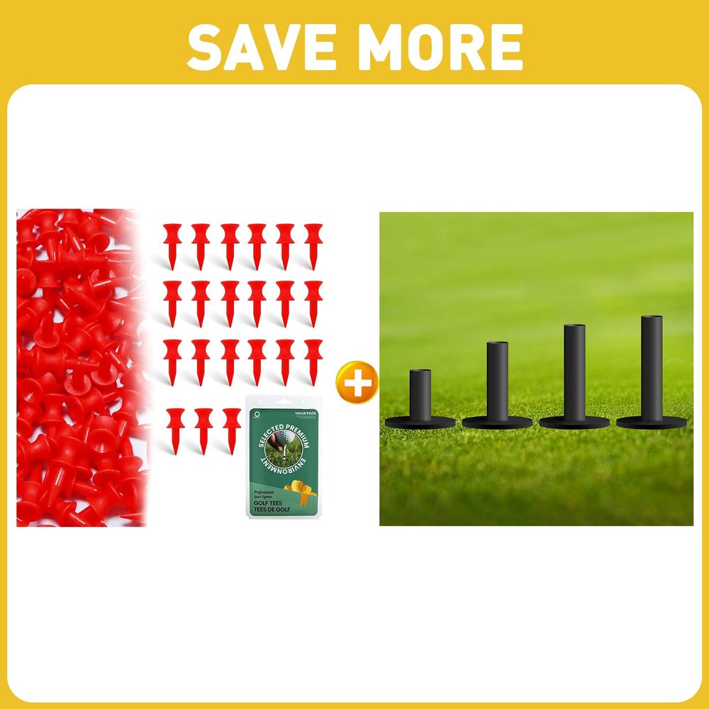 Amy Sport Golf Tees Step Down Plastic Unbreakable 50 Pack Reusable Bulk with Golf Rubber Tees Driving Range Different Size