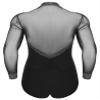 Xnihocha Men's Long Sleeve Latin Tango Unitard Shiny Rhinestones Dance Leotard Lapel Collar Romper Black X-Large view 2
