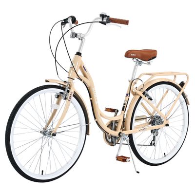 BALINGE 24 Inch Cruiser Bicycle 7 SpeedBeach Cruiser Bike for Women24 Womans Bike PinkHybrid Cruiser Bike 7 Speeds Trek Hybrid Bike for Women,Lotus PinkBeige, 24 Inch