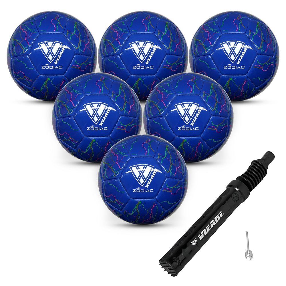 Vizari Zodiac Soccer Ball for Youth, Adults, Boys, Girls, Kids | Size 3,4,5 | Durable & Waterproof Synthetic Leather Soccer Ball (Bundle of 1, 6, & 12)