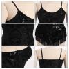 EFOGEP Metallic Bodysuit for Women Black Sequin Bodysuit Rave Outfits Music Carnival Showgirl Costume Latin Dance Leotard Fringe Bodysuit Backless Jazz Dance Bodysuit Belly Dance Black M view 4