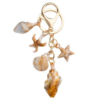 YALLNASL Beach Keychain Accessories Seashell Charms for Women Girls - Starfish Charm - Purse Backpack Keychains - Beach Themed Gifts for Women Girls - Ocean Animal Lovers Gift - White