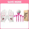 Amy Sport Women's Golf Gloves Left Hand Right with Ball Marker Value 2 Pack with Golf Tees Bulk Unbreakable Pink 25 50 Pack with Gift Box view 1