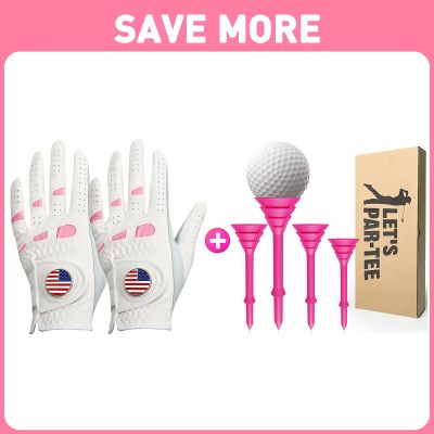 Amy Sport Women's Golf Gloves Left Hand Right with Ball Marker Value 2 Pack with Golf Tees Bulk Unbreakable Pink 25 50 Pack with Gift Box