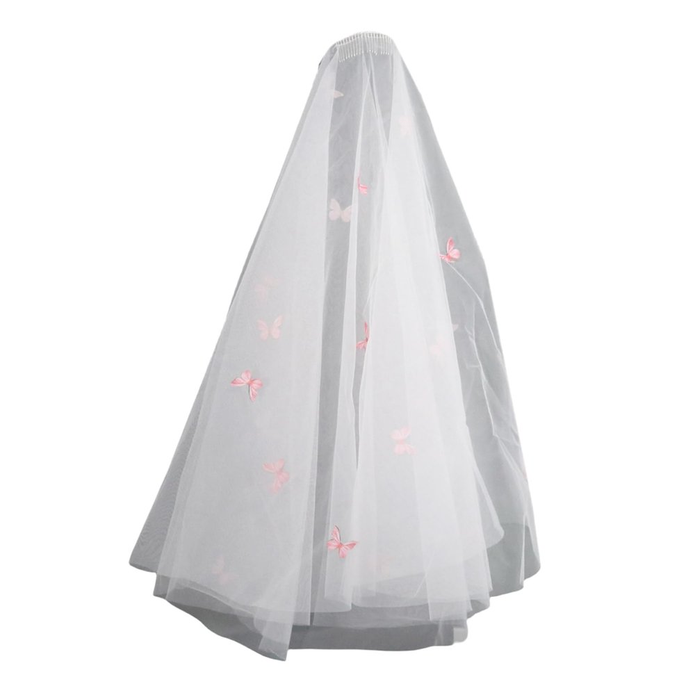 WEISUYUUS Bridal Veil Bride Elaborate Butterfly Stylish Colorful Short Bachelor Party Bride Veil Party Head Scarf Head