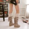 ZDLJYL Women's Winter Fur Wedge Snow Boots Mid Wide Calf Waterproof Buckle Platform Slip On Warm Snow Boots Knee High Boots view 2