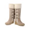 ZDLJYL Women's Winter Fur Wedge Snow Boots Mid Wide Calf Waterproof Buckle Platform Slip On Warm Snow Boots Knee High Boots view 3