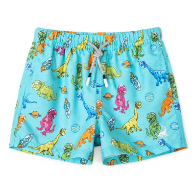 SURF CUZ Boys Swim Trunks Toddler Swim Shorts UPF 50+ Bathing Suit for Boys Swimsuit Boy Swimwear Quick Dry Beach Board Shorts Blue Planet Dinosaur 4T