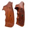 New Handmade reproductive Padauk Wood Grips Compatible with 5&W N Frame Round Butt, Flower Engraved, Closed Back, Thai Handmade #NR3 view 2