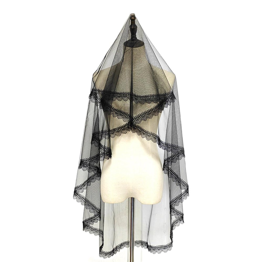 GRABAGECAN Bridal Veil Bachelorette Party Decorations Bride To Be Bridal Shower Wedding Black Double/Single Layer Floral Lace