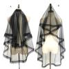 GRABAGECAN Bridal Veil Bachelorette Party Decorations Bride To Be Bridal Shower Wedding Black Double/Single Layer Floral Lace view 3