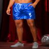 Lars Amadeus Blue Metallic Shorts for Men's Rave Elastic Drawstring Disco Holographic Shiny Hot Shorts with Pocket 32 view 2