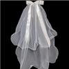 Bridal Veil Veils Two Layer Bridal Veil Ruffle Edge Bridal Tulle Ribbon Bow Accessory Wedding Veil with Comb Elegant Bridal Tulle Veil Breathable