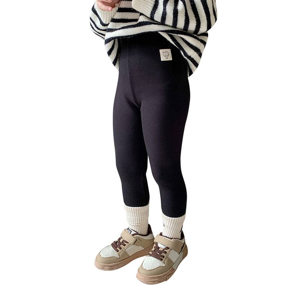 AIMAOMI Baby Fleece Lined Winter Leggings Toddler Infant Footie Basic Full Length Stretchy Thermal Fall Solid Toddler Girl Clothes (Black, 12-18 Months)