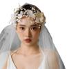 GRABAGECAN Elegant Bridal Hairband with Flower Tulle Single Layer Wedding Headpiece Versatile Bridal Accessory for Bride view 1