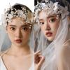 GRABAGECAN Elegant Bridal Hairband with Flower Tulle Single Layer Wedding Headpiece Versatile Bridal Accessory for Bride view 2